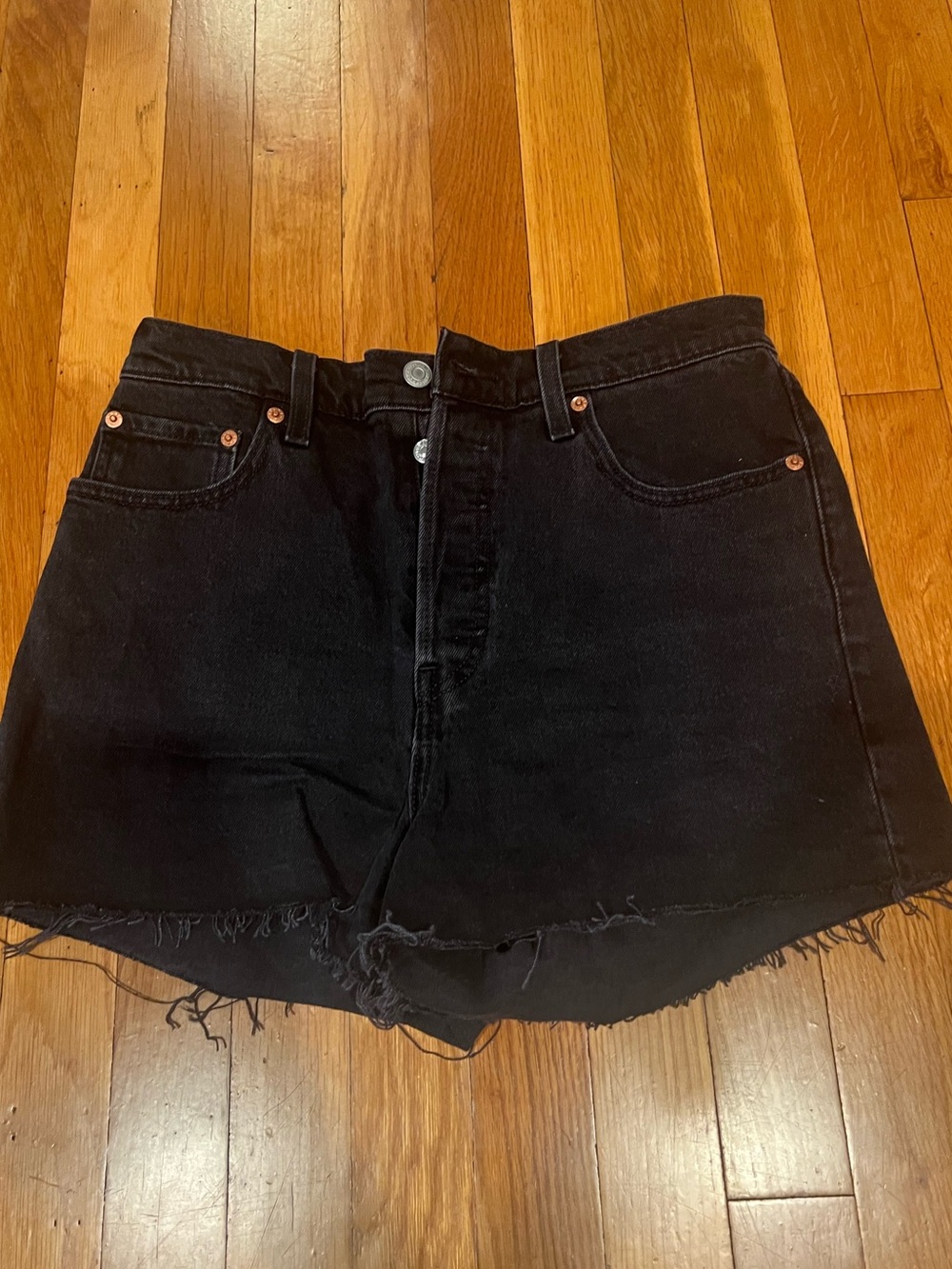 Levi's Black High-Rise Cutoff Denim Shorts